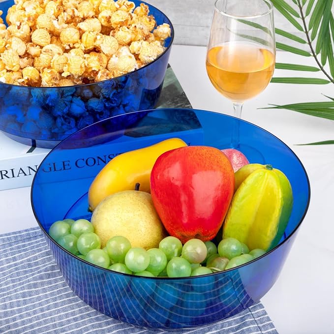 8 Pack Clear Blue Bowls for 4th of July | 128oz Heavy Duty Disposable Plastic - Image 3