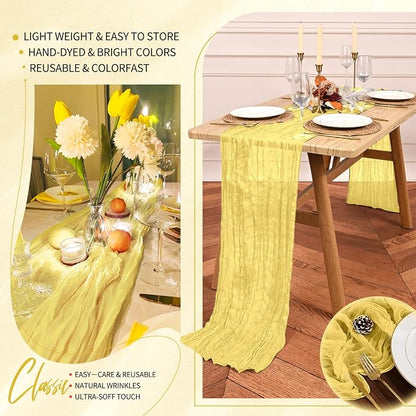 30 Pack Cheesecloth Table Runner 10FT Light Yellow Table Runner Boho Gauze - Image 5