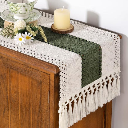 Boho Table Runner Summer Farmhouse Rustic Dining Dresser Scarf Home Decor | - Image 2
