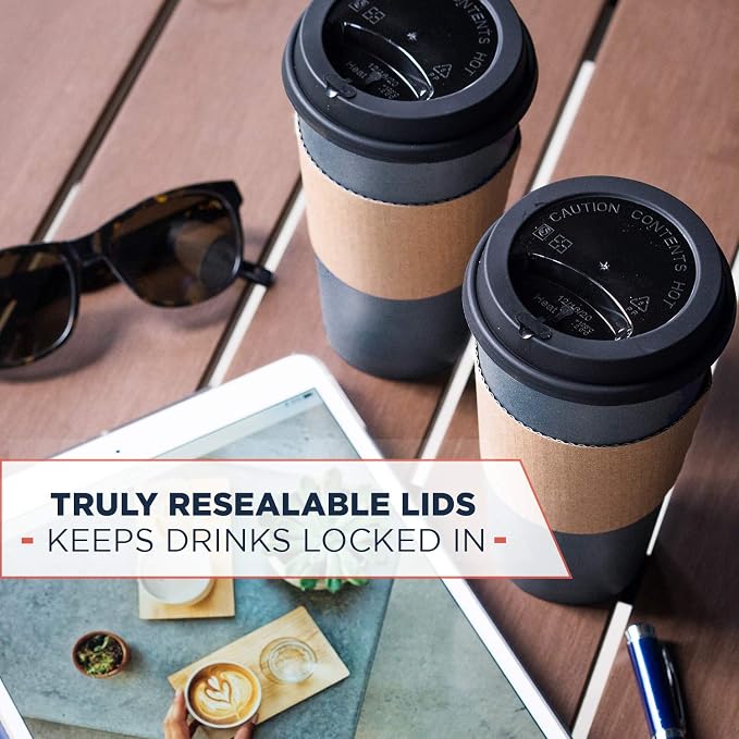 Disposable Coffee Cups With Lids - 20 oz To Go Coffee Cup With Lid. Large Togo - Image 4