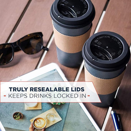 Disposable Coffee Cups With Lids - 20 oz To Go Coffee Cup With Lid. Large Togo - Image 4