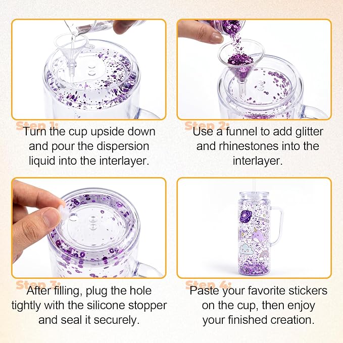 AGH 20OZ 4Pack Acrylic Snow Globe Tumbler - Image 4