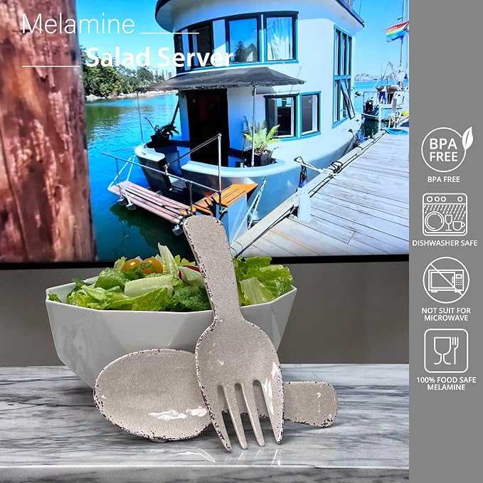 UPware Crackle Melamine Salad Servers, Serving Utensil Set, Includes Serving - Image 3
