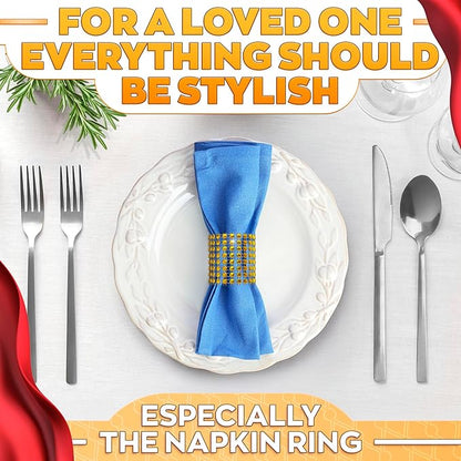 Set of 100 Gold Napkin Rings – Valentine Rhinestone Napkin Ring Holders for Weddings, Parties, Fall Events & Valentine Table Decorations | Durable & Reusable, Great as Elegant Kitchen Gifts for Hosts