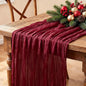 3Pcs Burgundy Table Runner, 10FT Boho Rustic Burgundy Maroon Table Runner by Miucat