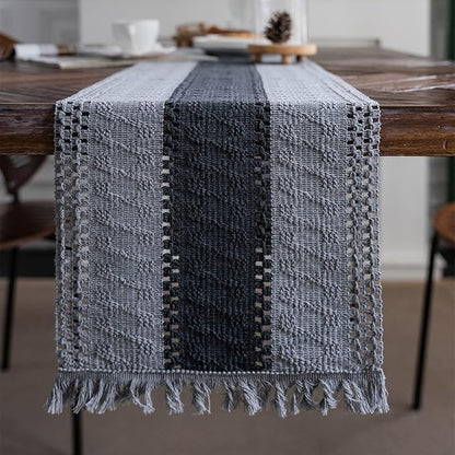 Macrame Table Runner Grey Boho Table Runners - Image 2
