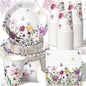 250 Pcs Wildflower Disposable Paper Plate Napkins | Disposable Paper Pink by Newtay