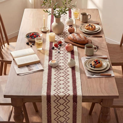 Artoid Mode Red Stripe Diamond Woven Table Runner 12x48 Inch | Holiday - Image 4