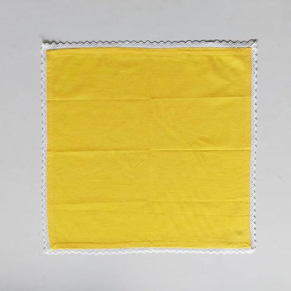 Fingercraft Dinner Cloth Napkin Cotton Linen Set of 12 Mitered Corners with Natural Elegant Lace for Everyday Use Napkins are Pre Shrunk and Good Absorbency with Lace 20x20 in Lemon