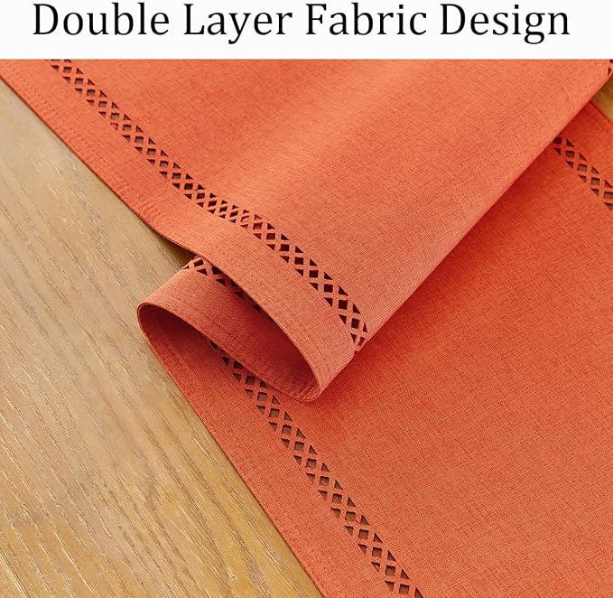 Orange Burlap Table Runner, Fall Table Runners 72 inches Long | Double Layer - Image 3