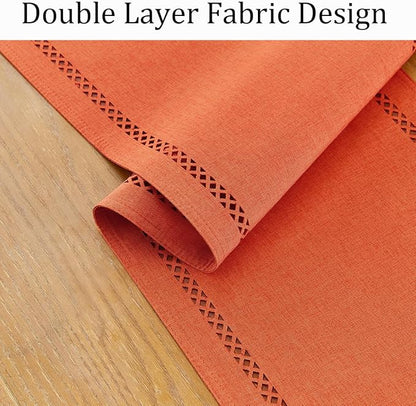 Orange Burlap Table Runner, Fall Table Runners 72 inches Long | Double Layer - Image 3