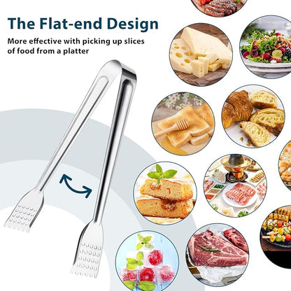 8 Pack Serving Tongs, 9 Inch, Stainless Steel - Image 2