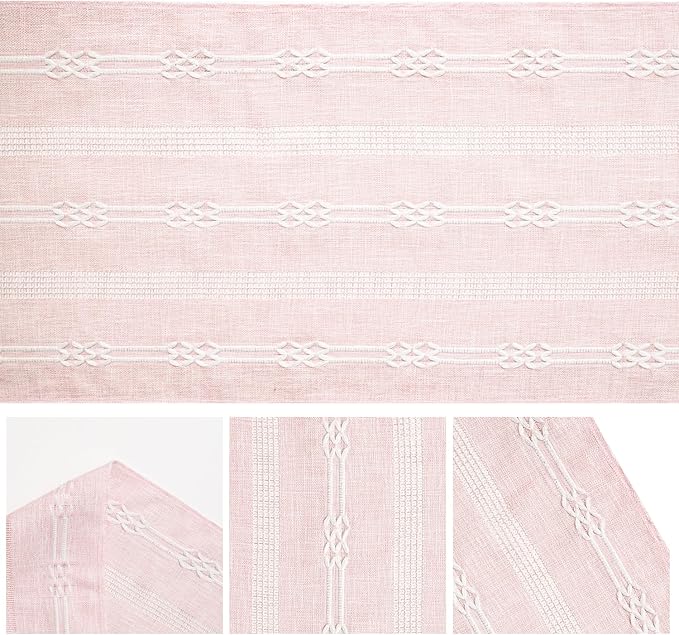 Artoid Mode Pink Farmhouse Embroidered Hollow Table Runner, Seasonal Kitchen - Image 6