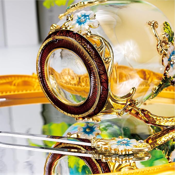 Flower Tea Cup, Butterfly Daisy Clear Glass Fancy Coffee Mug - Image 5