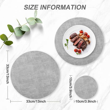 Round Faux Leather Placemats and Coasters, Reversible Heat Resistant Non-Slip - Image 3