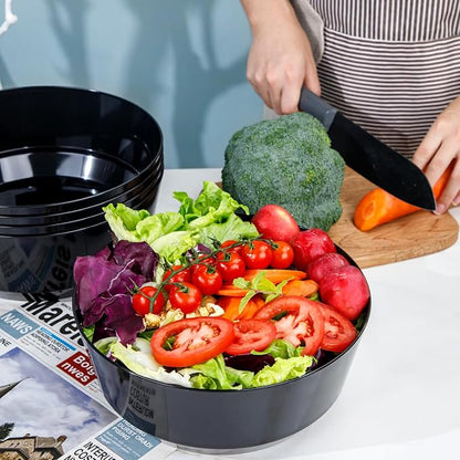 8 Pack Black Serving Bowls for Wedding | 128oz Heavy Duty Disposable Plastic - Image 5