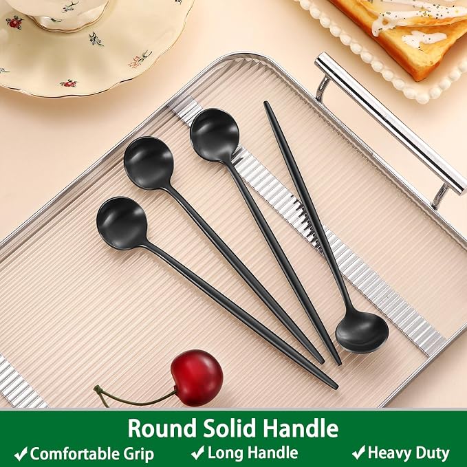 DEHOV 4 PCS 6.7 Inches Satin Black Stainless Steel 18/10 Coffee Spoons - Image 5