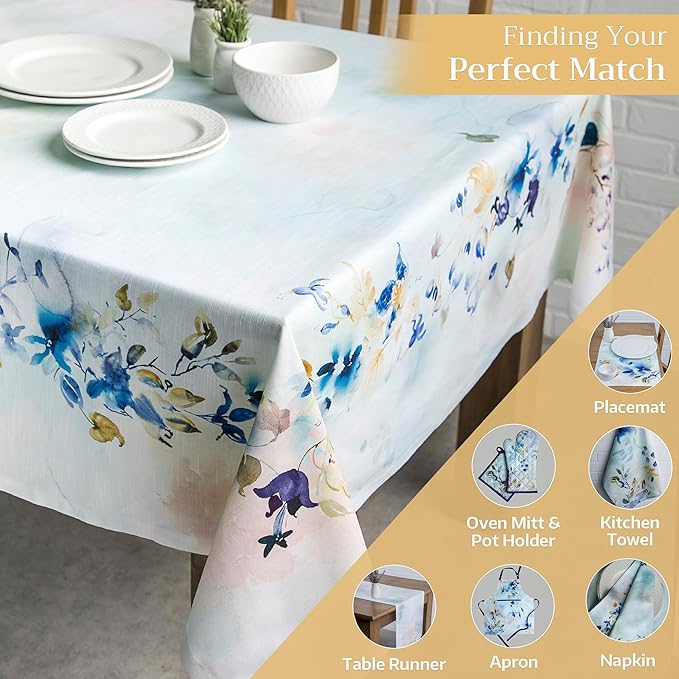 Maison d' Hermine Table Cloth Rectangle Table 100% Cotton 70 x 90 Inches Tablecloth Reusable Decorative for Dining Room Farmhouse Home Valentines Day Decorations Spring Summer - Lazy Summer Days