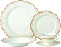 EURO Porcelain 20-pc. Dinner Set Service for 4, 24K Gold-plated Luxury Bone China Tableware ("First Blush" 6664-20)