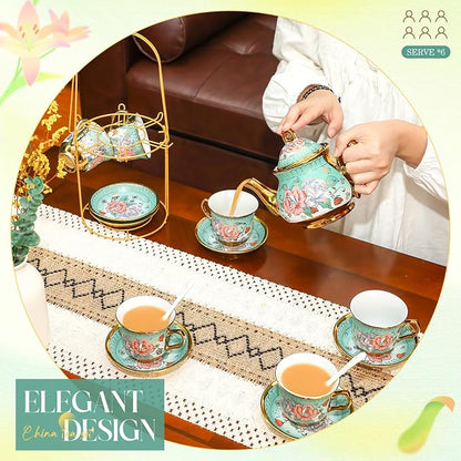 20 Pcs Porcelain Tea Set for Adults - Image 3