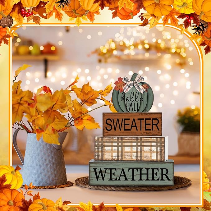 Moucuny 4 Pcs Thanksgiving Pumpkin Decor Fall Decorations - Image 4