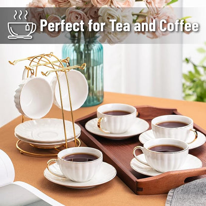 BTaT- Cappuccino Cups with Saucers 7 oz with Gift Box, Dishwasher Safe - Image 7