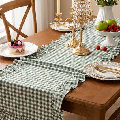 Eternal Beauty 14x120 Gingham Ruffle Table Runner - Image 4