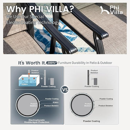 PHI VILLA Outdoor Dining Chairs Set of 8, Breathable Textilene Fabric and Metal Frame with Backrest and Armrest,Quick-Dry and Rustproof,Patio Chairs for Lawn,Garden