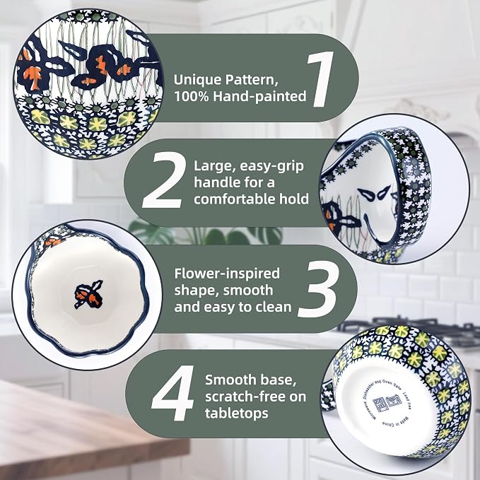 ALMA Ceramic Soup Bowls With Handles, 16oz Microwavable Soup Mug - Image 4