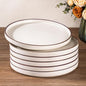 LERATIO Dinner Plates,10.25 Inch Ceramic Flat Plates Set of 6,High Edge Modern plates for Kitchen,Microwave & Dishwasher & Oven Safe, Scratch Resistant Dishes Set-White with Rim