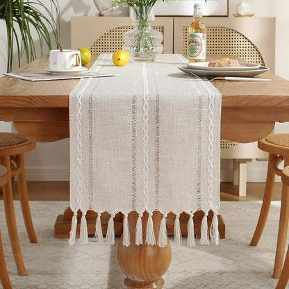 Rustic Boho Table Runner, Linen Table Runner, Farmhouse Table Runners 72 Inches - Image 8