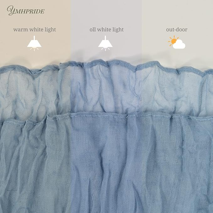 YMHPRIDE 12 Pack Cheesecloth Table Runner 35x120in Dusty Blue Table Runner | - Image 5
