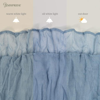 YMHPRIDE 12 Pack Cheesecloth Table Runner 35x120in Dusty Blue Table Runner | - Image 5