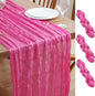 Asee'm 3pcs Hot Pink Cheesecloth Table Runner Summer 10FT Fuchsia Gauze | Boho by Aseem