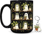 Hyturtle Cute Ghost Plant Mug 15 Oz And Keychain Book Lover Gifts | Book Gifts by Hyturtle