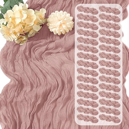 30 Pack Dusty Pink Cheesecloth Table Runner 17 x 108 inch Cheese Cloth Table by Yorcari