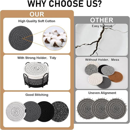 OIAHOMY 8 Pcs Coasters with Holder - Image 3