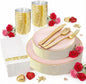 YOUBET 175PCS Pink Plastic Plates - Pink and Gold Disposable Plates Include 50 Plastic Plate, 75 Silverware, 25 Cups, 25 Napkins for Wedding & Party & Birthday Valentines Day