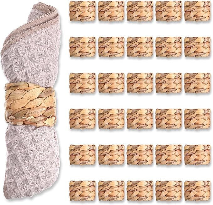 30 Pcs Woven Napkin Rings Set, Rustic Napkin Ring Holders by Unknown