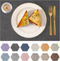 Faux Leather Placemats Set of 8 Washable PU Table mats for Kitchen Table - Heat Resistant, Waterproof, Easy Clean, Anti Slip 11.8" x 17" (Dark Grey-8 Pack)