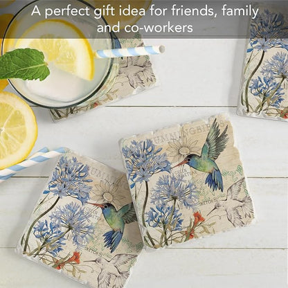 Thirstystone Hummingbird Study 4 Pack Tumbled Tile Stone Coasters | 4" Square - Image 7