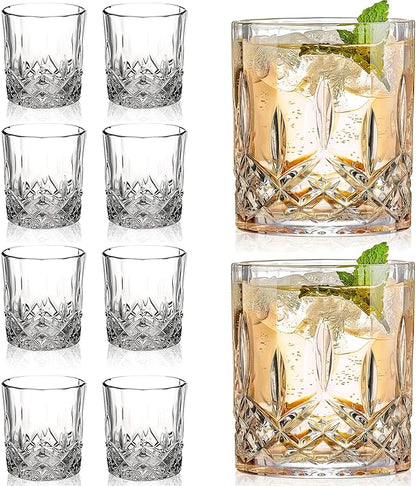 Gencywe Crystal Whiskey Glasses Set of 8, 11 OZ Old Fashioned Whiskey Glasses by Gencywe
