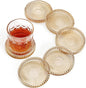 Vintage Glass Coasters, GOH DODD Set of 6 Crystal Coasters Tabletop Protection for Drinks, Home Decor, Kitchen, Living Room, Patio, Wedding, Party, Housewarming Gifts, Amber