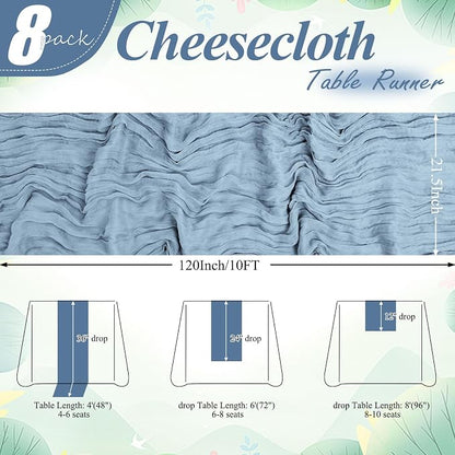 20 Pack Dusty Blue Cheesecloth Table Runner 10FT Long Boho Gauze Fabric Table - Image 2