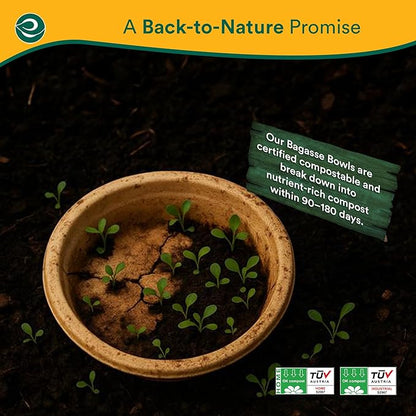 ECO SOUL 100% Compostable 12 Oz Soup Bowls [100-Pack] Disposable Sturdy Bowls I Heavy Duty Paper Bowl I Eco-Friendly Salad Bowl I Biodegradable Small