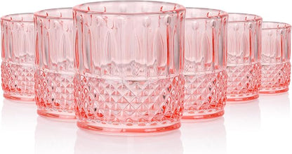 JOVGANK Mini Pink Shot Glasses Set of 6 – 1.5oz Small Vintage Fancy Ribbed by JOVGANK