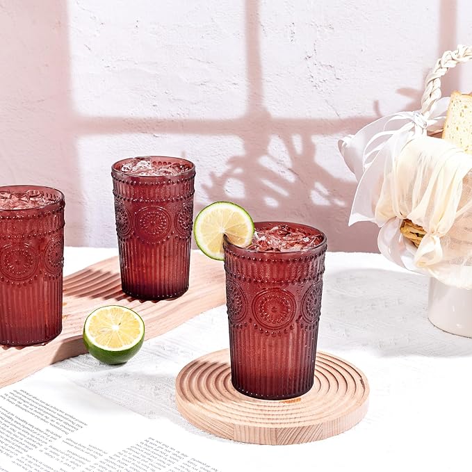 Ciaell 12 Pack Burgundy Plastic Water Glasses - Image 6