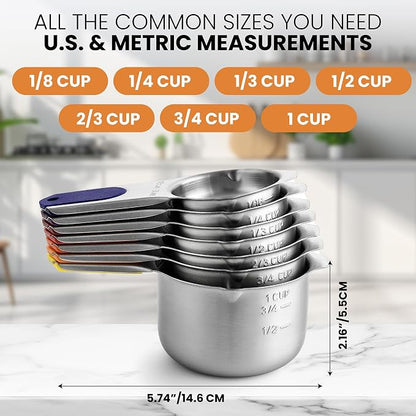 Spring Chef 7 Magnetic Stainless Steel Measuring Cups Set, Mountain Sunrise | - Image 3