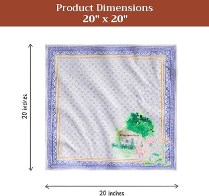 Maison d' Hermine Napkin 100% Combed Cotton Premium Cloth Napkin Decorative Washable Napkins Set of 4 for Home, Kitchen, Dining, Cocktail Parties & Camping - Luberon(20”X20”)