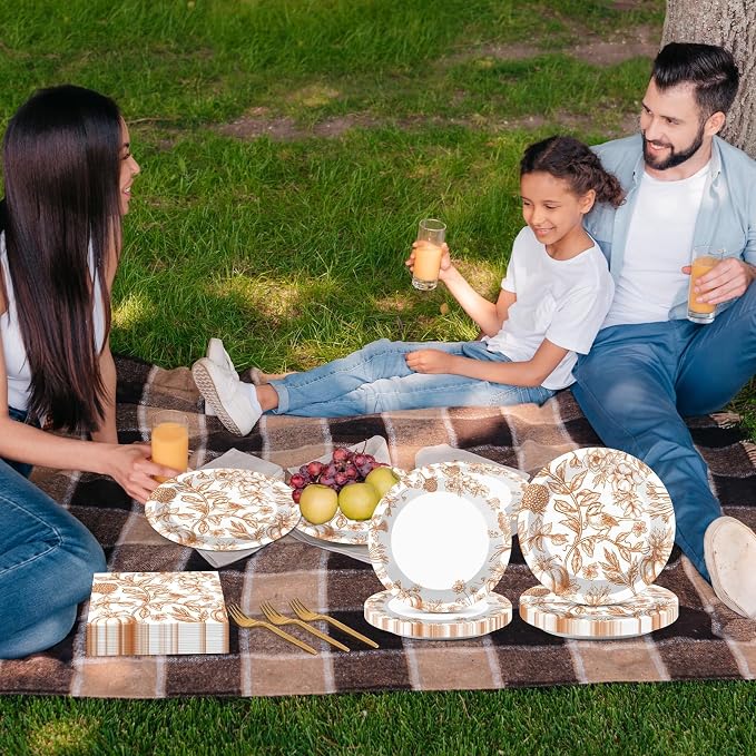 96Pcs Thanksgiving Party Supplies Paper Plates Napkins Thanksgiving Fall - Image 6